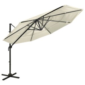 High-Quality 4-Tier Garden Parasol with Aluminium Pole in Sand Colour  UV Protective  Anti-Fade  Foldable and Portable