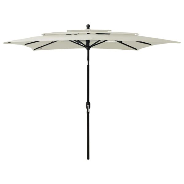 3-Tier Garden Parasol with Aluminium Pole in Sand Colour  UV Protective and Anti-Fade Polyester