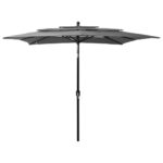 High-Quality 3-Tier Garden Parasol with Aluminium Pole in Anthracite - UV Protective and Anti-Fade