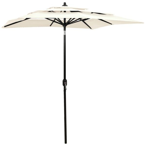 UV Protective 3-Tier Garden Parasol with Aluminium Pole in Sand Colour  Crank and Tilt  Portable