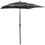 Anthracite 3-Tier Garden Parasol with Aluminium Pole  UV Protective  Anti-Fade  Foldable and Portable  Perfect for Patio  Terrace or Garden