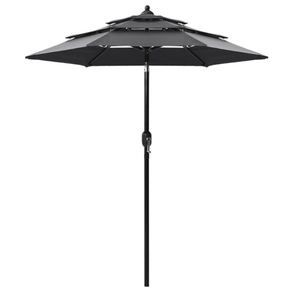 Anthracite 3-Tier Garden Parasol with Aluminium Pole  UV Protective and Anti-Fade Polyester