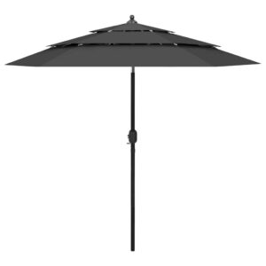 3-Tier Parasol with Aluminium Pole Anthracite 2.5 m