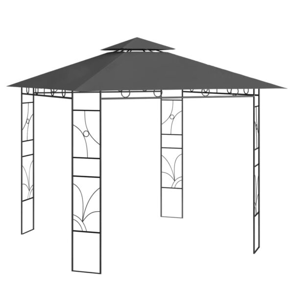 Outdoor Gazebo Canopy Shelter Anthracite Steel Construction Fabric Roof PA Coating Compact Easy Storage