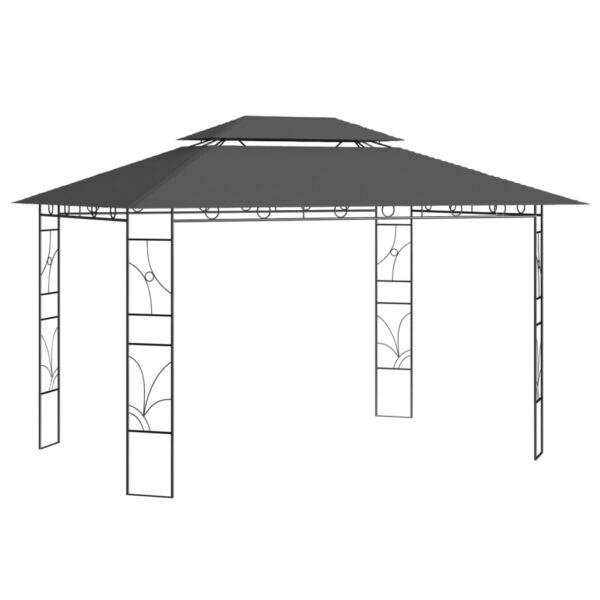 Outdoor Gazebo Canopy Shelter Anthracite Steel Construction Fabric Roof PA Coating Compact