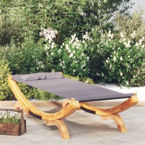 Outdoor Lounge Bed Solid Bent Wood Anthracite Comfortable Easy-to-Clean Fabric with Pillow