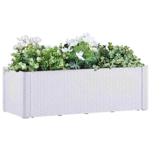 White Garden Raised Bed with Self Watering System  UV Weather Frost Resistant  Rattan Look