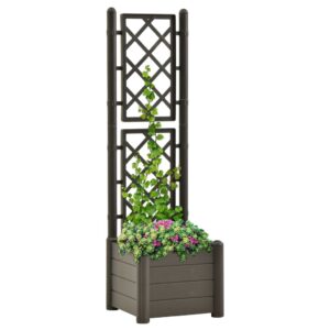 Outdoor Garden Planter with Trellis  Weather-Resistant Polypropylene  Anthracite Color  Large Capacity