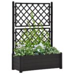 Large Outdoor Garden Planter with Integrated Trellis  Weather-Resistant Polypropylene  Anthracite