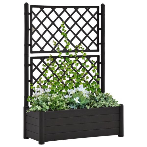 Large Outdoor Garden Planter with Integrated Trellis  Weather-Resistant Polypropylene  Anthracite