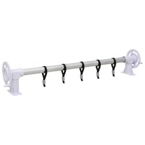 Adjustable Pool Cover Roller with Plastic Base  Corrosion-Resistant Aluminium  Silver and White