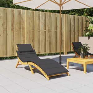 Black Sun Lounger Cushion  Oxford Fabric  Water-Resistant  Non-Slip  Indoor and Outdoor Use