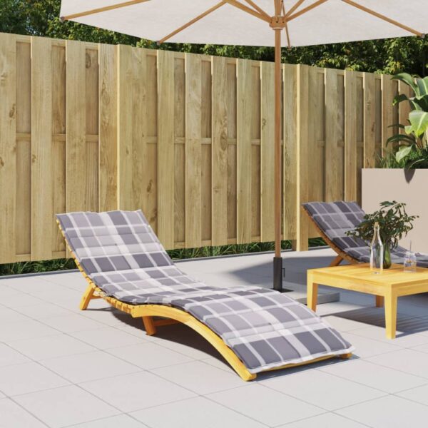 Sun Lounger Cushion Grey Check Pattern 200x60x3cm Oxford Fabric