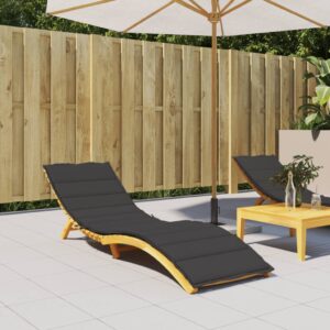 Comfortable Sun Lounger Cushion in Black Oxford Fabric  Water-Resistant  Non-Slip Design  Indoor and Outdoor Use