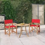 Set of 2 Solid Teak Wood Director's Chairs in Red  Foldable  Lightweight  Weather Resistant  Ideal for Outdoor Use