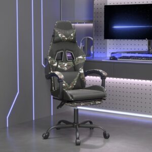 Gaming Chair with Footrest Black and Camouflage Faux Leather