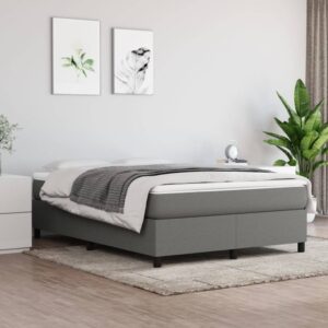 Box Spring Bed with Mattress Dark Grey 153x203 cm Queen Size Fabric