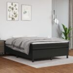 Box Spring Bed with Mattress Black 137x187 cm Double Size Faux Leather