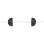 Versatile Barbell with Plates Set  Chrome Plated Steel  Cement Plates  Multifunctional Workout