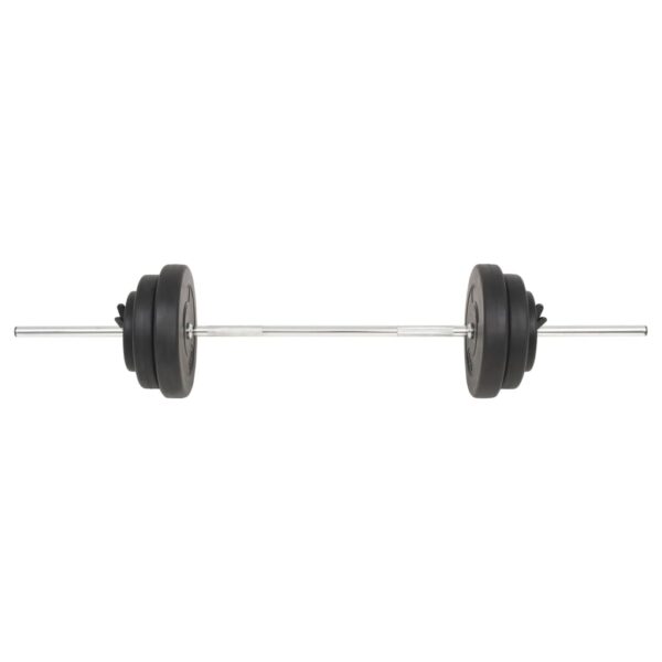 Versatile Barbell with Plates Set  Chrome Plated Steel  Cement Plates  Multifunctional Workout