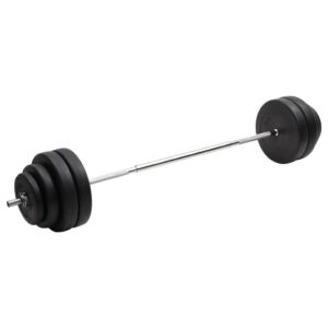 Versatile Chrome Plated Steel Barbell with Cement Plates 60kg  Multifunctional Workout Set