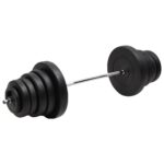 Versatile Barbell with Plates Set  Chrome Plated Steel  Cement Plates  Multifunctional Workout