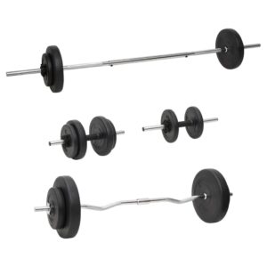 Versatile Barbell and Dumbbell Set with Plates  Chrome Plated Steel  Cement Filled  Multifunctional  60kg