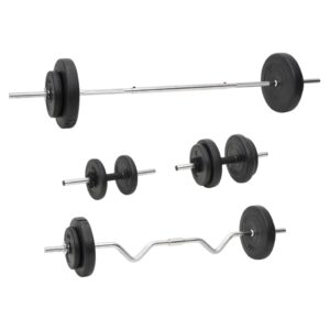 Versatile Barbell and Dumbbell Set with Plates  Chrome Plated Steel  Multifunctional  Durable  60kg