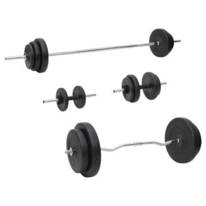 Versatile Barbell and Dumbbell Set with Plates  Chrome Plated Steel  Multifunctional  Sturdy and Stable