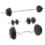 Versatile Chrome Plated Steel Barbell and Dumbbell Set with Cement Plates 90kg