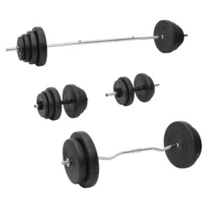 Versatile Barbell and Dumbbell Set with Plates  Chrome Plated Steel  Multifunctional  120 kg