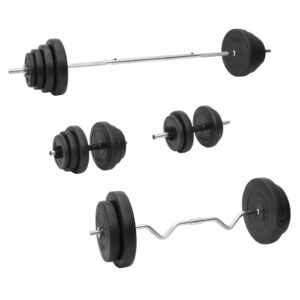 Versatile Barbell and Dumbbell Set with Plates  Chrome Plated Steel  Multifunctional  Durable  Floor-Friendly  Varied Weights  Clearly Stamped  Star Lock