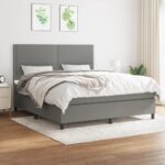 Box Spring Bed with Mattress Dark Grey 153x203 cm Queen Size Fabric