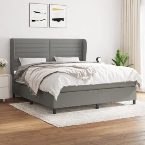 Box Spring Bed with Mattress Dark Grey 153x203 cm Queen Size Fabric