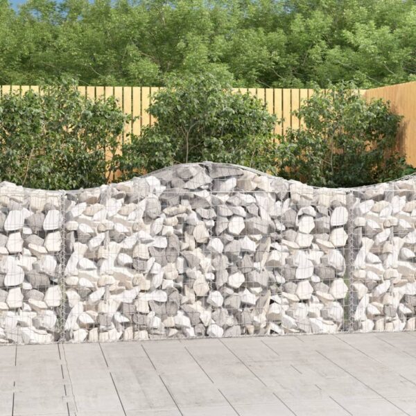 Arched Gabion Baskets Set of Two Galvanised Iron Decorative Garden Barriers