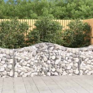 Arched Gabion Baskets Set of Two Galvanised Iron Decorative Garden Barriers