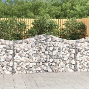 Arched Gabion Baskets Set of Two Galvanised Iron Decorative Garden Barriers