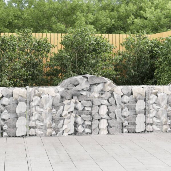 Arched Gabion Baskets 4 pcs 200x30x80/100 cm Galvanised Iron