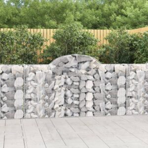 Arched Gabion Baskets Set of Two Galvanised Iron Decorative Garden Barriers