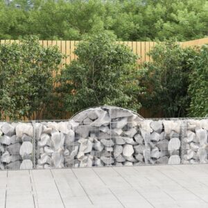 Arched Gabion Baskets Set of Two Galvanised Iron Decorative Garden Barriers