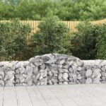 Arched Gabion Baskets Set of Two Galvanised Iron Decorative Garden Barriers