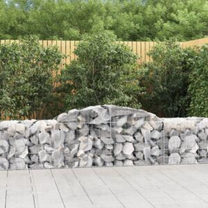 Arched Gabion Baskets Set of Two Galvanised Iron Decorative Garden Barriers