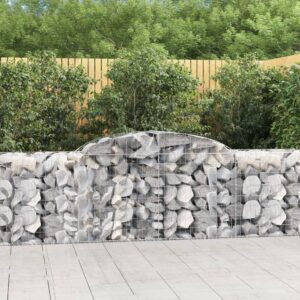 Arched Gabion Baskets Set of Two Galvanised Iron Decorative Garden Barriers