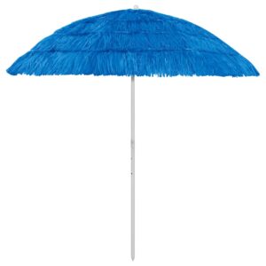 UV Protective Anti-Fade Hawaii Beach Umbrella in Blue  Tilting Function  Weather Resistant  240 cm Arc Length