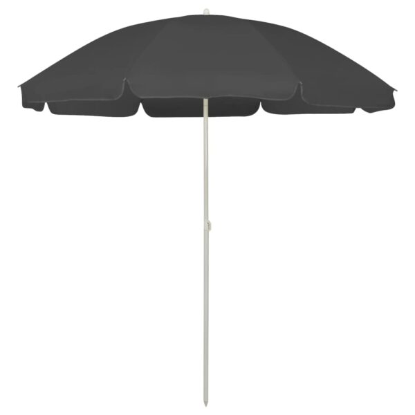 Anthracite Beach Umbrella UV Protective Anti-Fade Polyester Tilting Function 240 cm