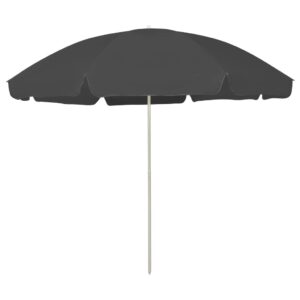 Large Anthracite Beach Umbrella UV Protective Anti-Fade Polyester Tilting Feature