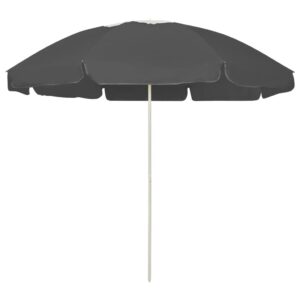 Anthracite Beach Umbrella 240 cm UV Protective Anti-Fade Polyester with Tilt Function