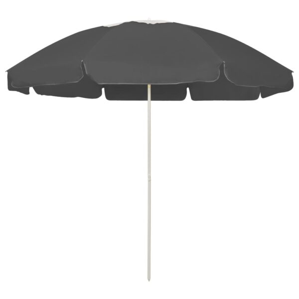 Anthracite Beach Umbrella 240 cm UV Protective Anti-Fade Polyester with Tilt Function