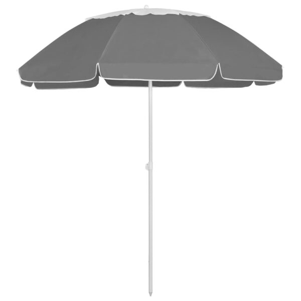 UV Protective Anthracite Beach Umbrella  Anti-Fade Polyester  Tilt Function  Weather Resistant