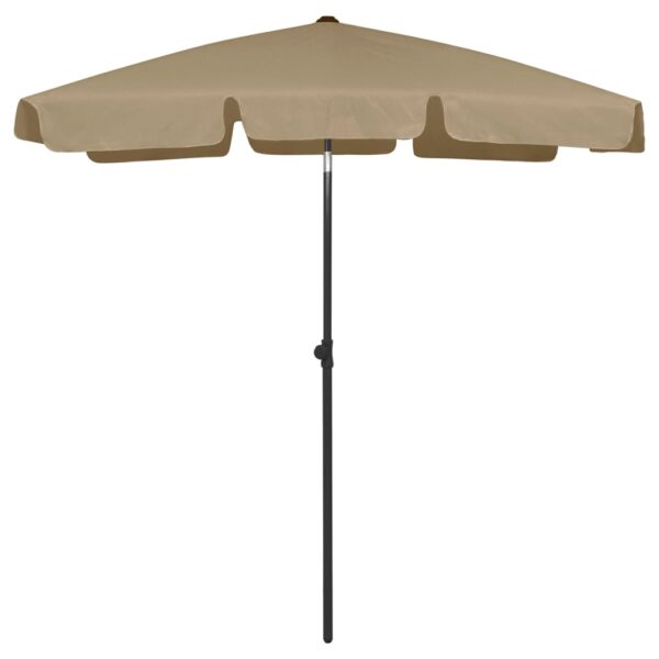 UV Protective Beach Umbrella Taupe  Anti-Fade Polyester  Tilt Function  Weather Resistant